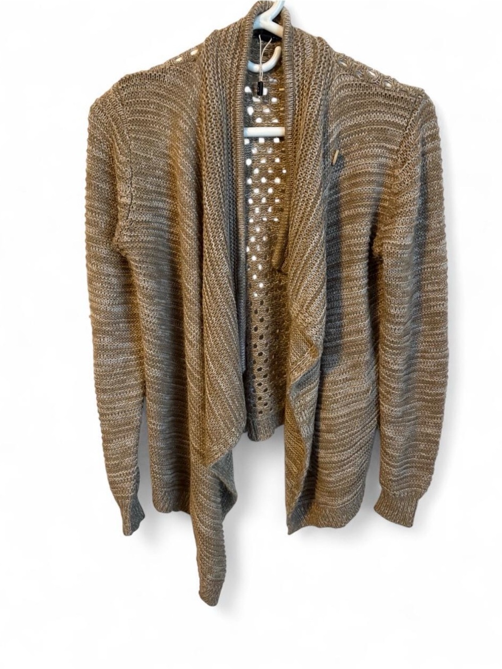 RXB Brown Draped Open-Front Knit Cardigan